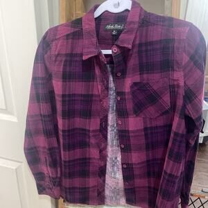 North River Outfitters Corduroy Purple Potion Button Up Shirt Chest Pocket Med